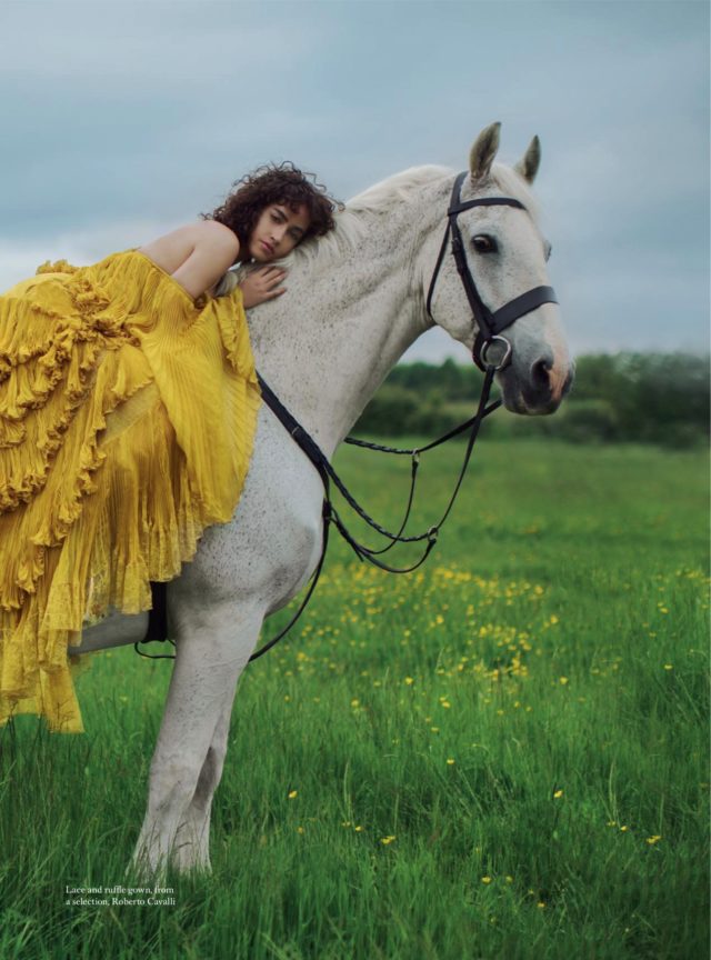 Allana Arrington for Harper's Bazaar UK October 2016 in yellow dress