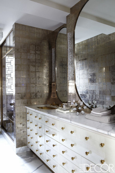 the best white bathrooms Ann Sacks glass tiles in Cameron Diaz NYC him designed by Kelly Wearstler