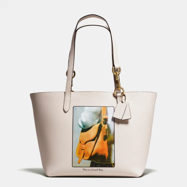 Coach x Rodarte tote with picture and caption