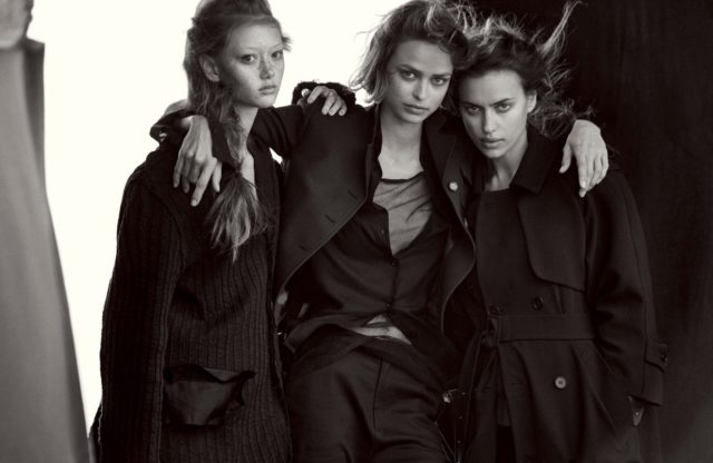 KATE MOSS, LARA STONE & IRINA SHAYK BY PETER LINDBERGH trio for Vogue Germany May 2017