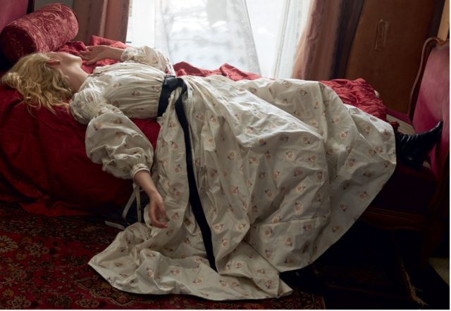 Elle Fanning by Annie Leibovitz for Vogue June 2017 Alexander McQueen dress