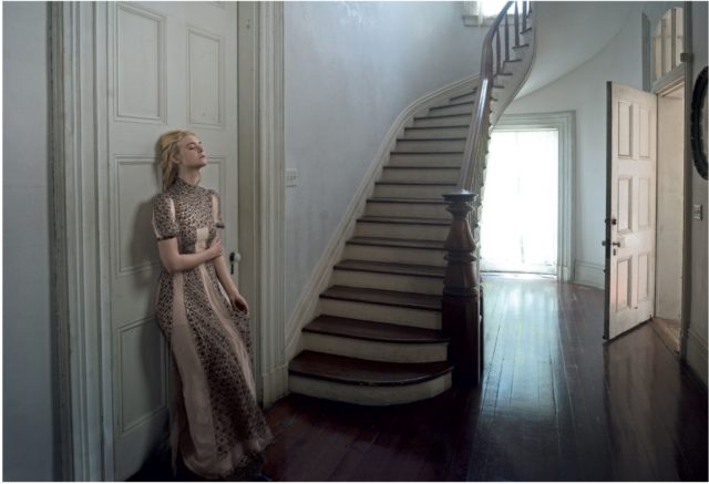 Elle Fanning by Annie Leibovitz for Vogue June 2017 Dior dress