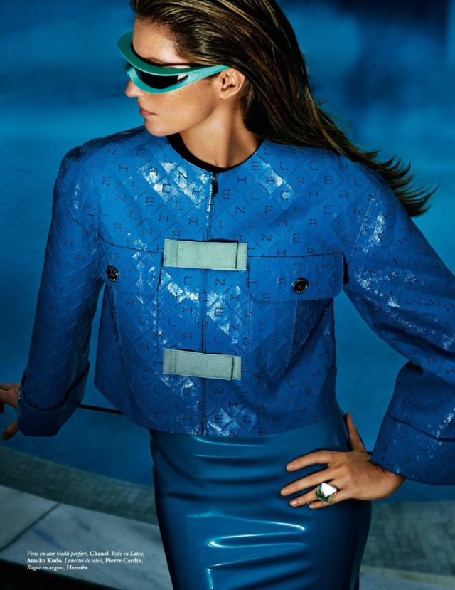 GISELE BÜNDCHEN by Mario Testino for Vogue Paris June July 2017 - blue Chanel suit