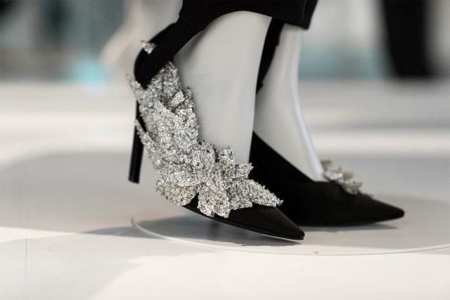 Balenciaga Fashion Exhibition at V&A Museum crystal embellshed shoes