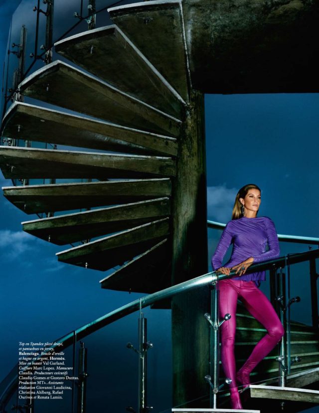 GISELE BÜNDCHEN by Mario Testino for Vogue Paris June July 2017 - purple Balenciaga outfit