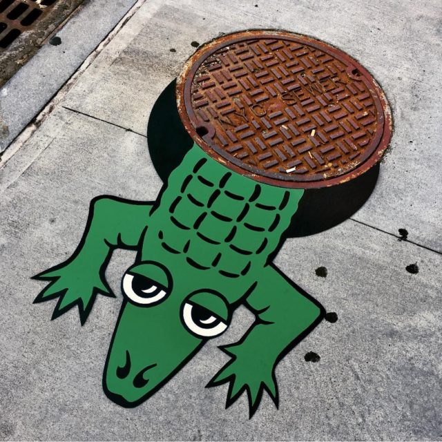 Whimsical NYC Street Art alligator