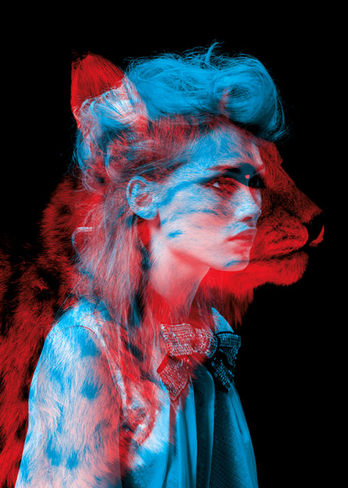 Helmo Bêtes de mode fashion and animals double exposure photography leopard