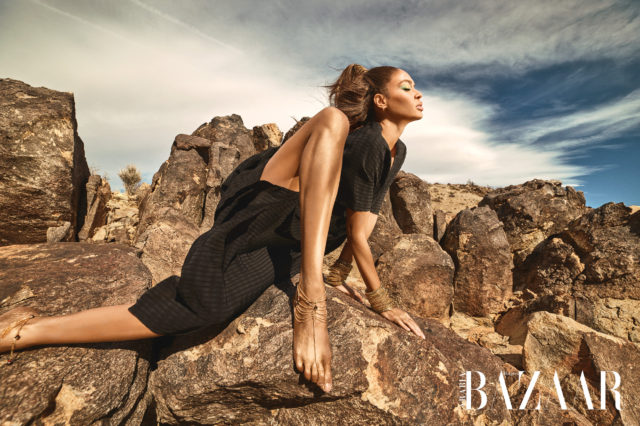 Joan Smalls for Harper's Bazaar Arabia March 2018 - black dress
