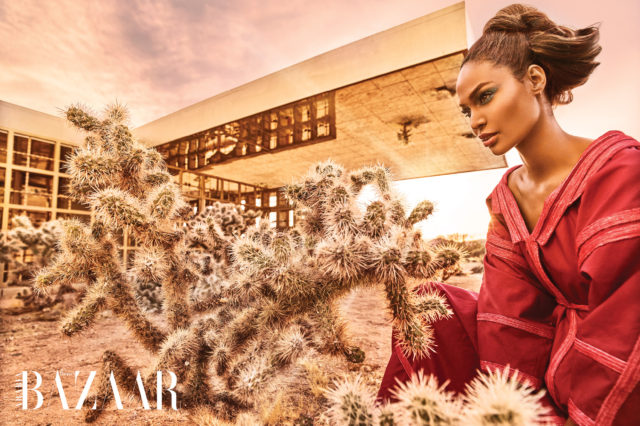 Joan Smalls for Harper's Bazaar Arabia March 2018 - red jacket