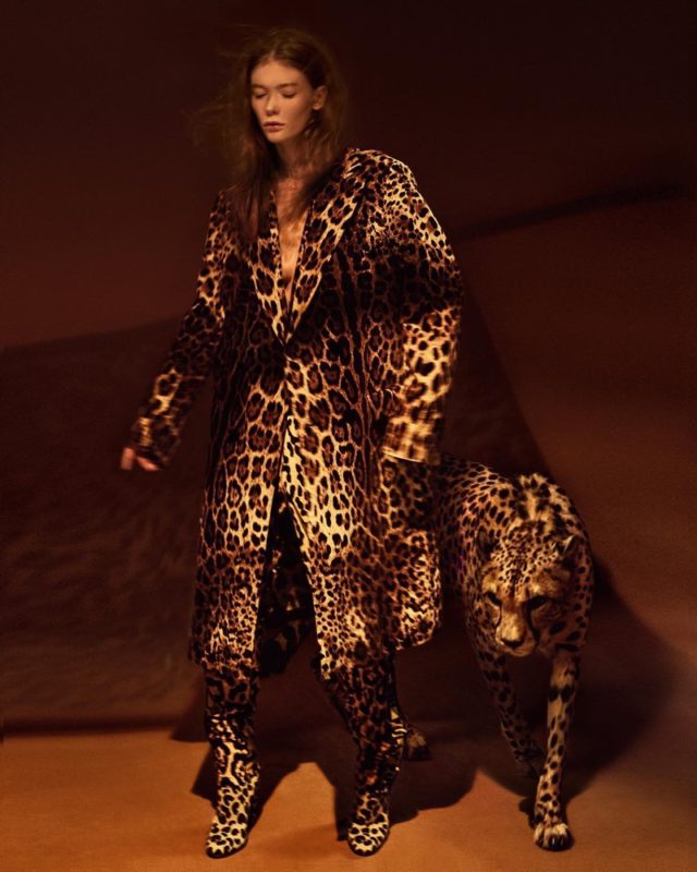 Julia Hafstrom By Kristian Schuller for Harper's Bazaar Turkey December 2017 - leopard coat