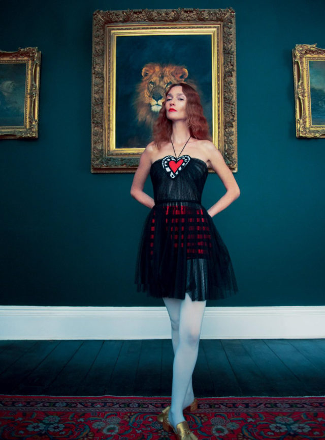 Audrey Marnay for UK Harper’s Bazaar April 2018 - heart dress