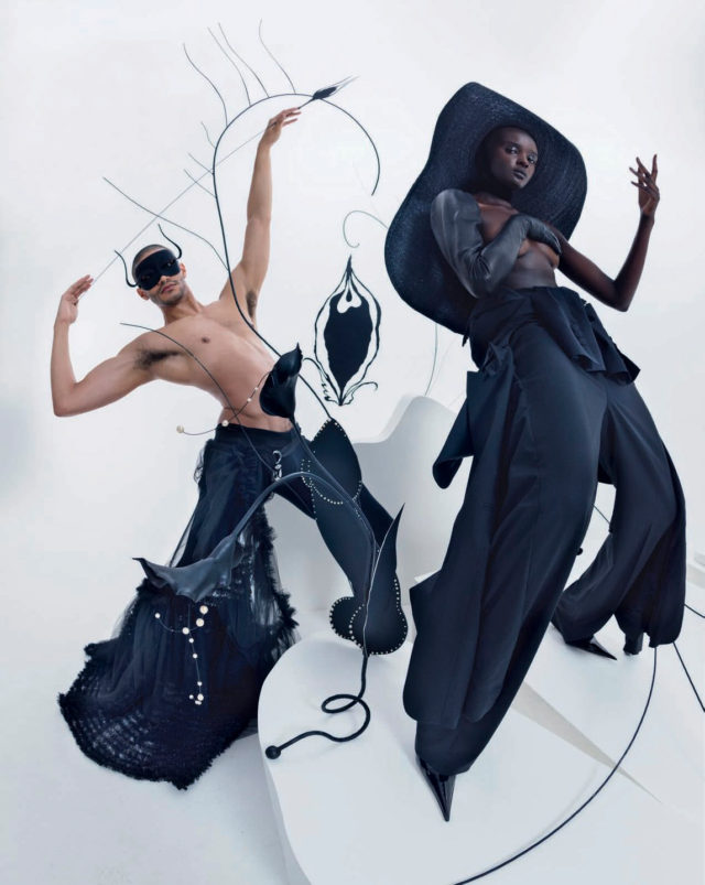 Spirits Within by Tim Walker for Vogue Italia February 2018 - wide brimmed hat and pants