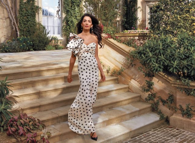 Amal Clooney BY Annie Leibovitz for Vogue May 2018 - polka dot gown