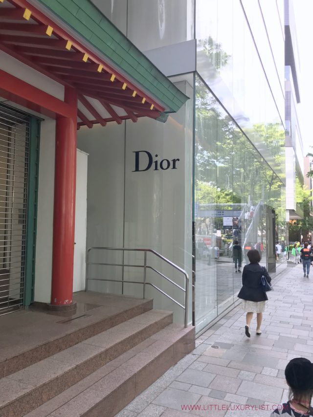 Sites you have to see in Tokyo - shopping Dior sign and pagoda