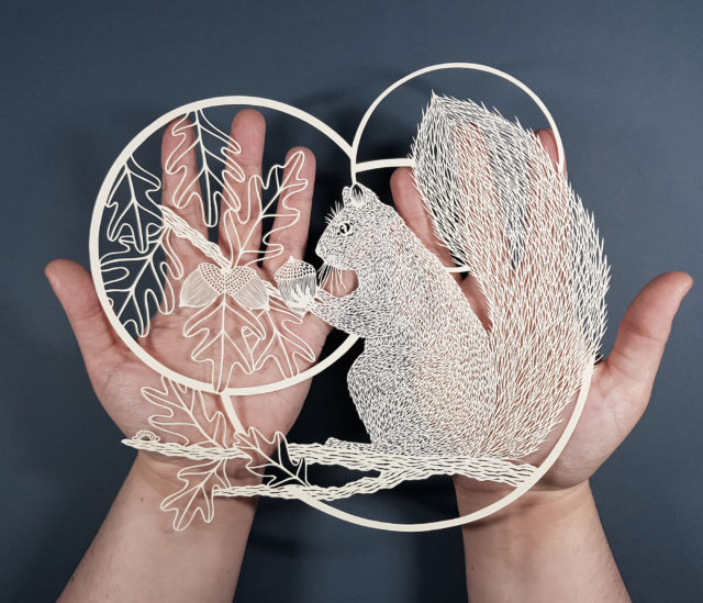 Extraordinary paper cuttings by Pippa Dyrlaga - chipmunk