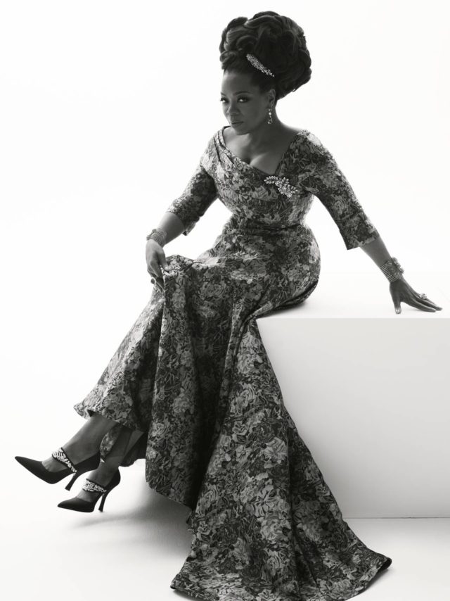 Oprah by Mert Alas & Marcus Piggott for UK Vogue August 2018 - floral dress