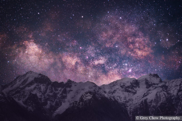 Milky Way photography by Grey Chow - over mountais
