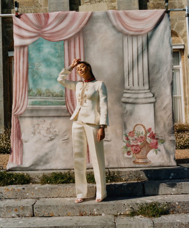 Beyoncé by Tyler Mitchell for US Vogue September 2018 - white suit with embellishments