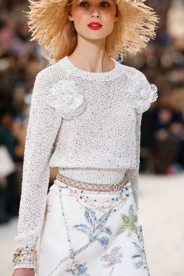 Chanel Spring:Summer 2019 Ready-To-Wear Details - camellia sweater and lily skirt