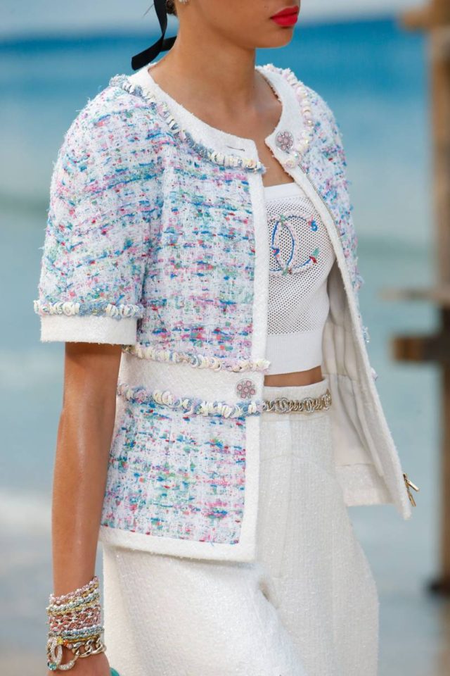 Chanel Spring:Summer 2019 Ready-To-Wear Details - short sleeve blue multi jacket