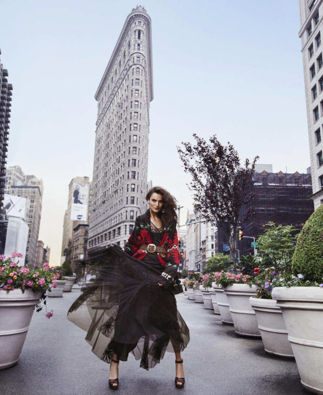 Blanca Padilla for US Harper’s Bazaar September 2018 - chiffon skirt by Flatiron