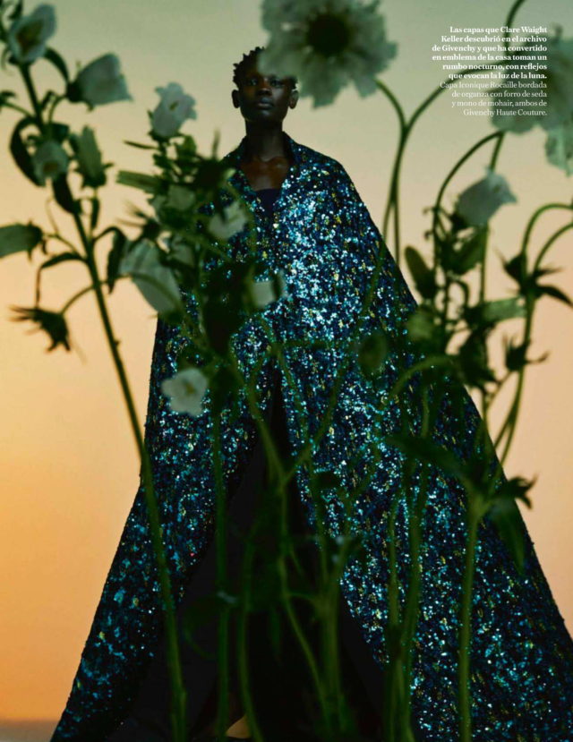 Shanelle Nyasiase by Texama Yeste for Vogue España December 2018 - gree Givency robe