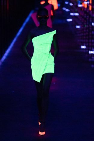 Saint Laurent Fall 2019 - neon green mini
