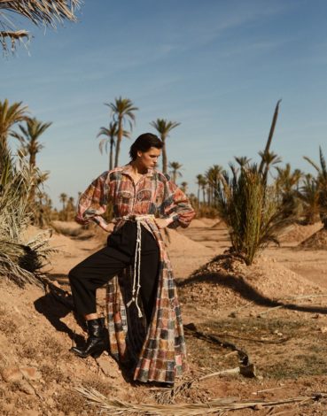 Julia van Os for Vogue Arabia March 2019 - among palm trees