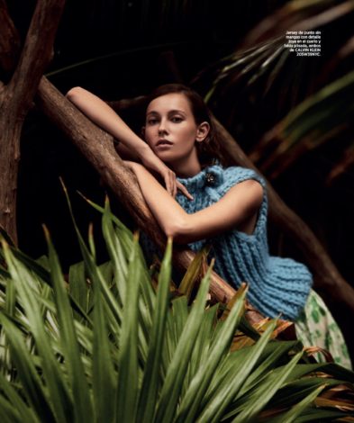 Mali Koopman for Harper's Bazaar Spain April 2019 - blue sweater