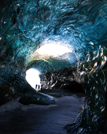 Winter in an Icelandic cave - circular entrance