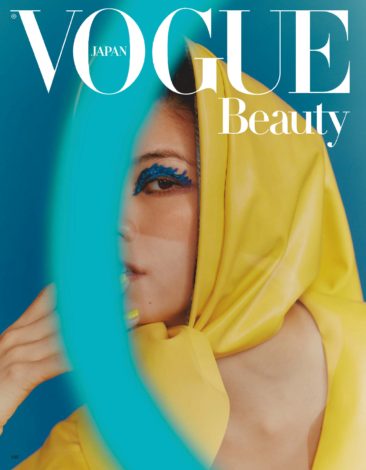 Hikari Mori for Vogue Japan July 2019 - neon makeup -yellow scarf