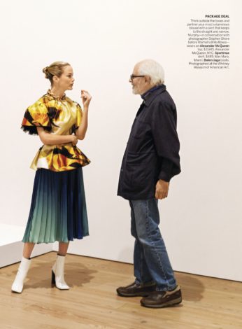 Playing to the Gallery for US Vogue April 2019 - Caroline Murphy in Alexander McQueen top
