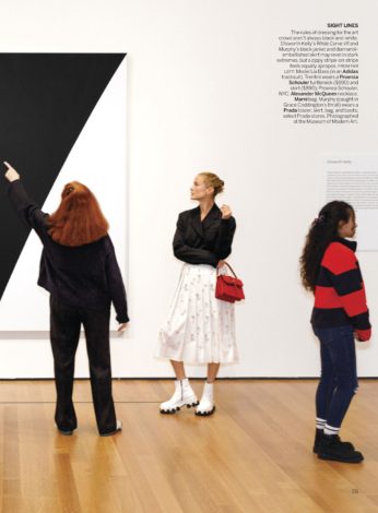Playing to the Gallery for US Vogue April 2019 - Caroline Murphy in Prada blazer