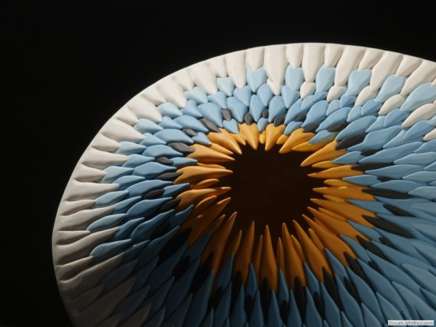 Porcelain art - white, blue and yellow