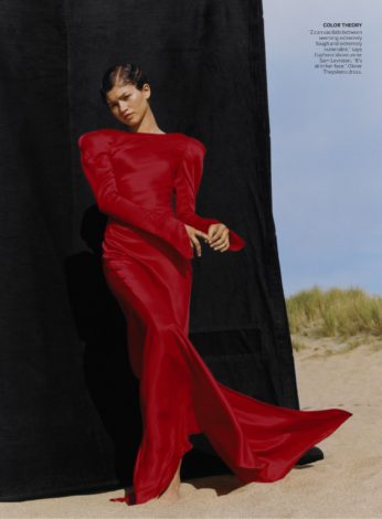 Zendaya for US Vogue June 2019 - in red olivier Theyskens dress