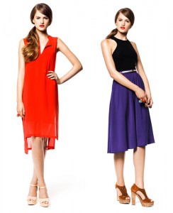 hm-summer-2011-look with orange dress and blue skirt - saved by Chic n Cheap Living