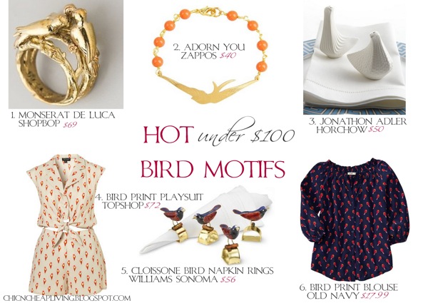 Bird motifs hot under 100 - by Chic n Cheap Living
