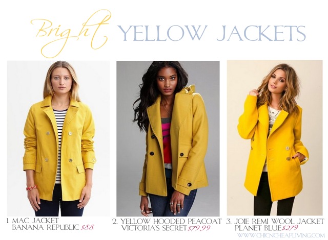 Bright yellow jackets by Chic n Cheap Living