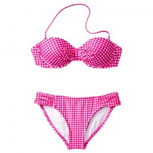 Target XHiliration 2 piece swimsuit pink gingham- saved by Chic n Cheap Living