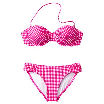 Target XHiliration 2 piece swimsuit pink gingham- saved by Chic n Cheap Living