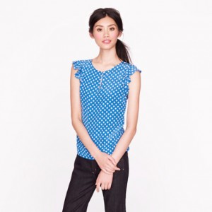 J. Crew silk flutter top in geo dot - saved by Chic n Cheap Living