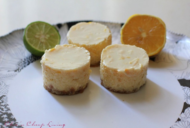 Lemon lime tofu cheesecake top and side view with shadows - by Chic n Cheap Living