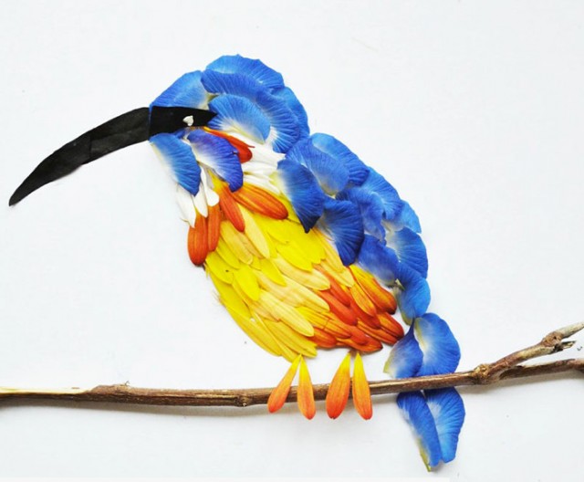 Toucan made with flower petals by Hong Yi - saved by Chic n Cheap Living