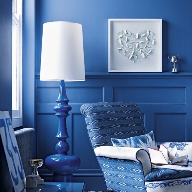 blue living room on House to Home UK - saved by Chic n Cheap living