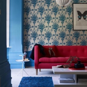 blue wallpaper statement design on House to Home UK - saved by Chic n Cheap Living