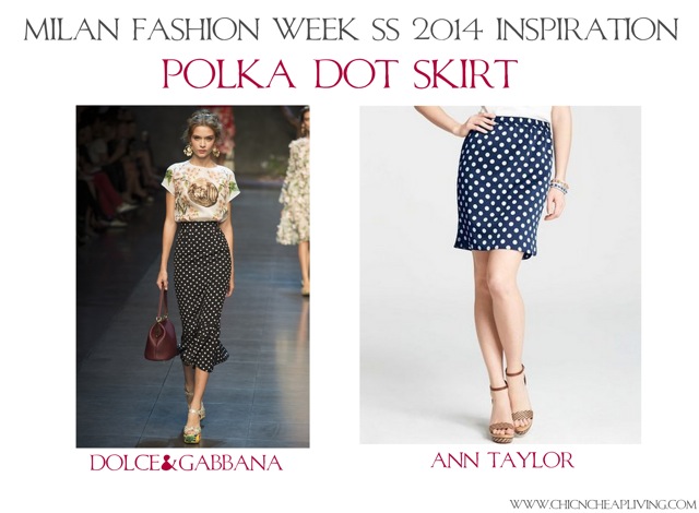 Polka dot skirt Milan Fashion Week Dolce & Gabbana SS 2014 - saved by Chic n Cheap Living