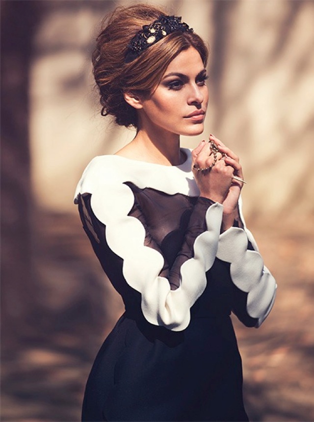 Eva Mendes Valentino black white dress on the Edit September 2013 - saved by Chic n Cheap Living