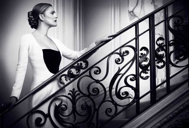 Drew Barrymore Real life fairy tale on stairs for in style September 2013 - saved by Chic n Cheap Living