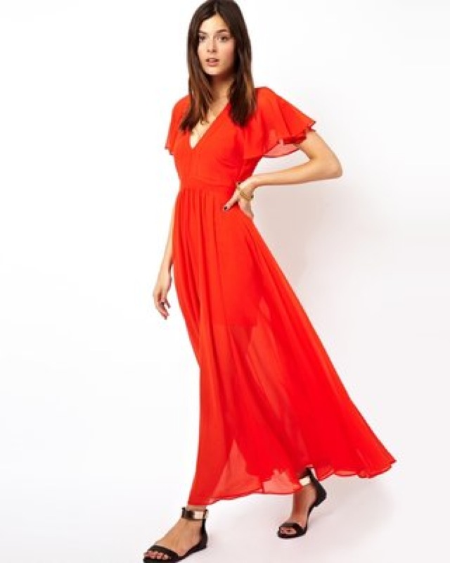 ASOS Maxi Dress With Deep Plunge And Ruffle Sleeve - saved by Chic n Cheap Living
