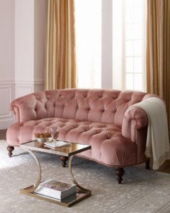 Old Hickory Tannery Brussel Blush Tufted Sofa at Neiman Marcus - saved by Chic n Cheap Living